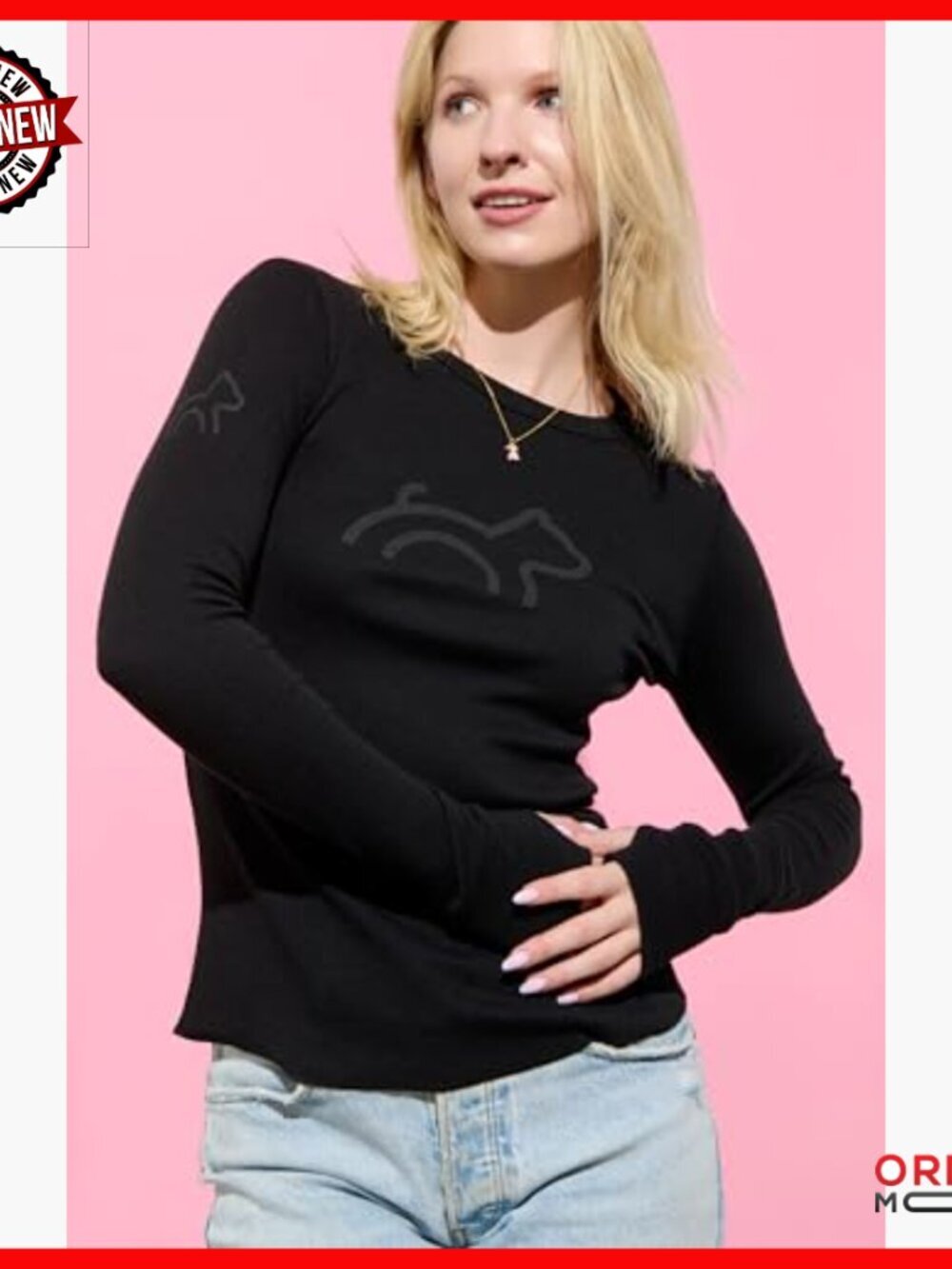 Luxury Tencel Cotton Tunic Tee with Thumbholes Hip Length - Picture 2 of 4